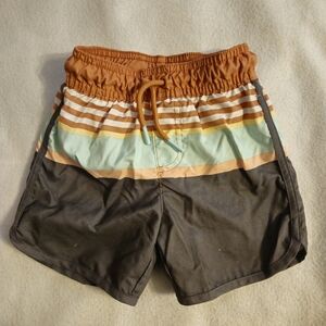 3/$15 Cat & Jack Boy''s Striped Swim Trunks - Orange, Mint, Brown